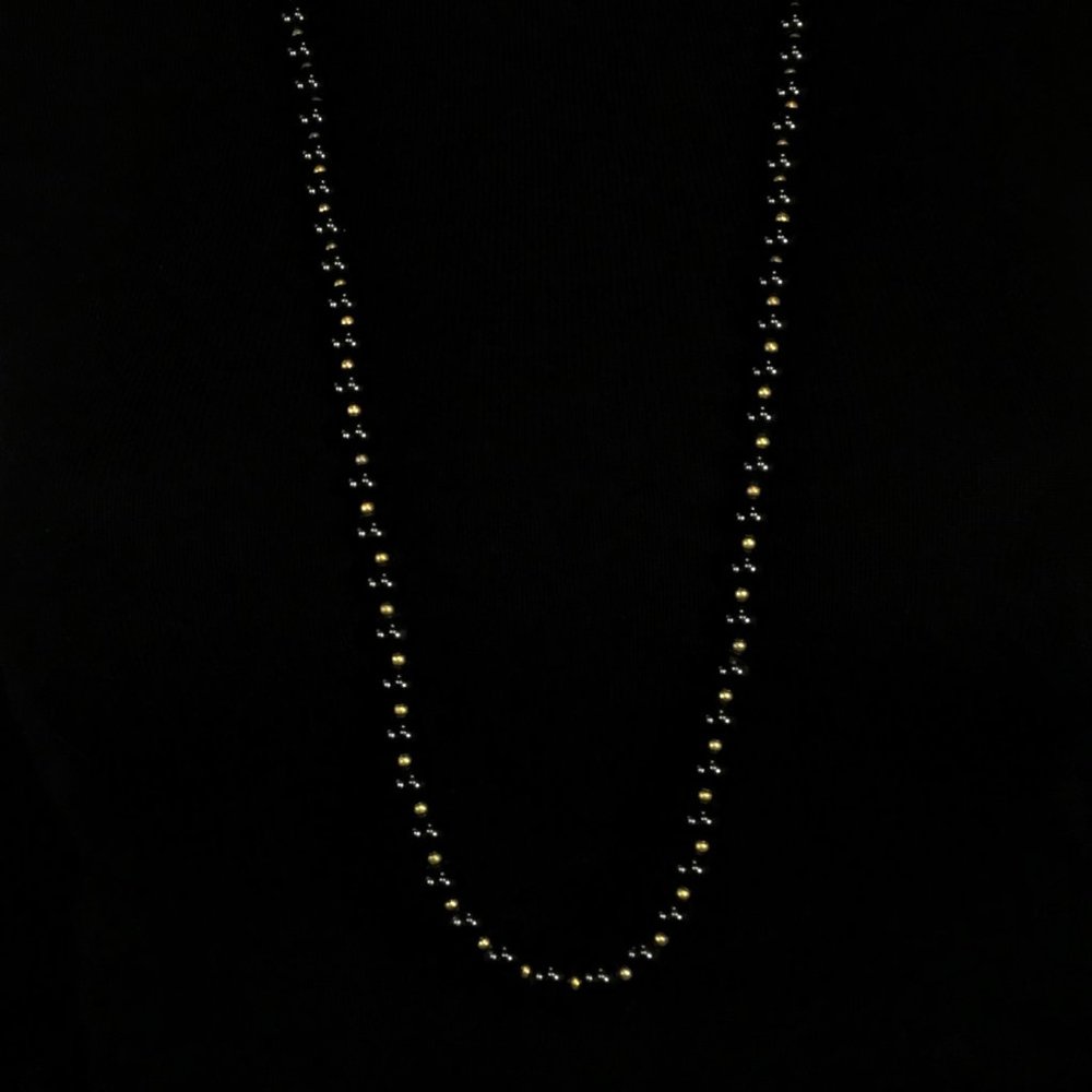 Black and 'Old Gold' Beaded Long Necklace